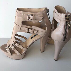 STELLA LUNA Nude Strappy Buckle Stiletto Heels Platform ankle boot sandal EU38